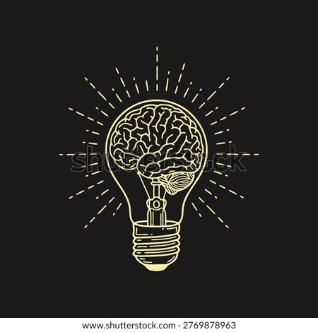 Human Brain Inside Light Bulb Creative Idea And Innovation Concept Illustration