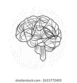 Human brain integration of biology with technology. Nodes and lines, it signifies AI and neural networks, highlighting the synergy between human intellect and cutting-edge technology