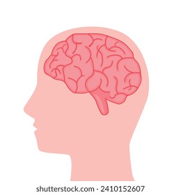 Human brain internal organ with head illustration