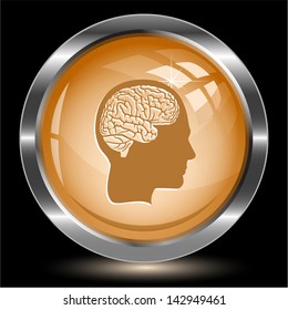 Human brain. Internet button. Vector illustration.
