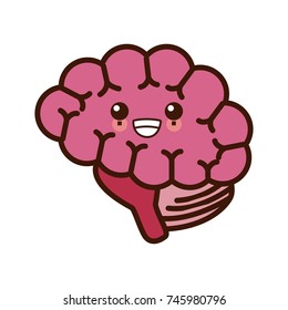 Human brain isolated cute kawaii cartoon
