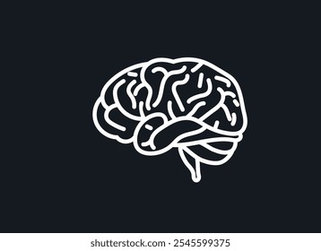 a human brain isolated on a black background. the image symbolizes creativity. minimalist vector graphic