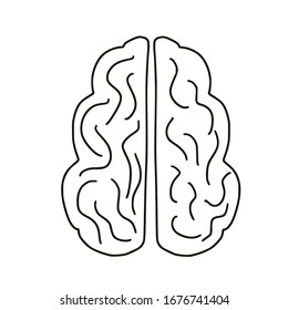 Human brain isolated on white background. Mental health. Psychological issues.   Thinking symbol. Vector illustration in doodle style.