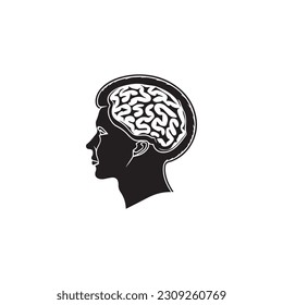 Human brain isolated silhouette vector icon