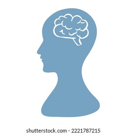 Human brain. Isolated vector icon , profile of a person , a symbol of an external critic, schizophrenia, paranoia