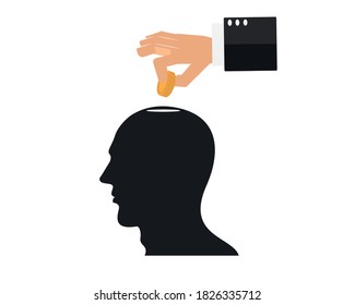 cerebro humano, conocimiento, ícono de vector plano de banco de cerdo