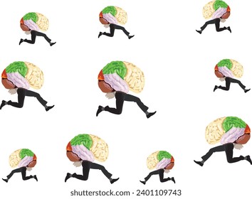 Human brain with legs runs in all directions-