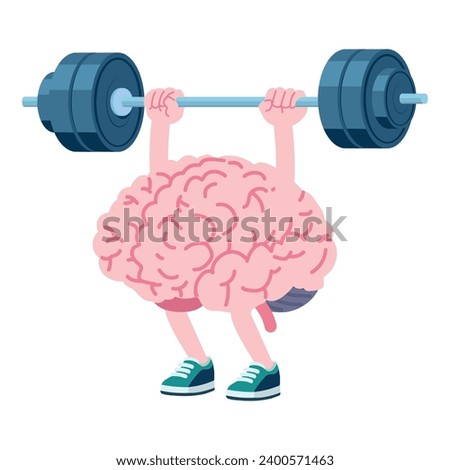 Human brain Lifting Weights over head 