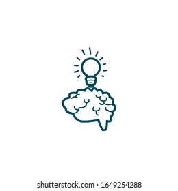 Human brain and light bulb line style icon design, Organ mind science intelligence idea medical head and education theme Vector illustration