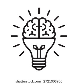 Icono de la bombilla humana del cerebro. Icono de idea creativa con bombilla y cerebro. Icono de bombilla cerebral para App de redes sociales y Diseño web.
