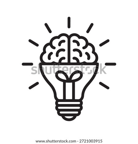 human Brain lightbulb icon. Creative idea icon with light bulb and brain. brain lightbulb icon for social media app and web design.