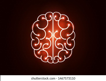 Human brain in lightbulb idea concept flat icon isolated on white background vector illustration