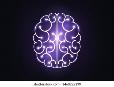 Human brain in lightbulb idea concept flat icon isolated on white background vector illustration