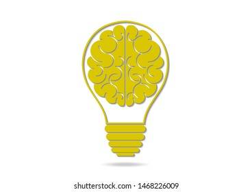 Human brain in lightbulb idea concept flat icon isolated on white background vector illustration
