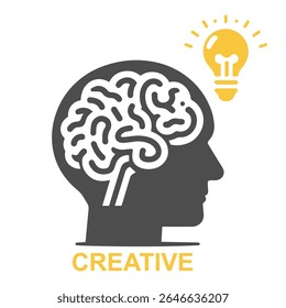 Human brain with lightbulb vector art