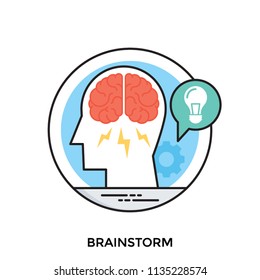 
A human brain with lightning bolts and idea bulb, concept of brainstorming 

