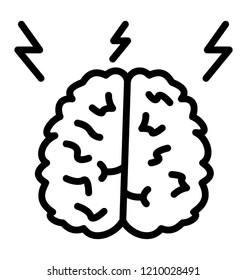 A human brain with lightning, an icon for brainstorming