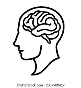 Arte de línea cerebral humana simple diseño ilustración vectorial aislada en fondo blanco