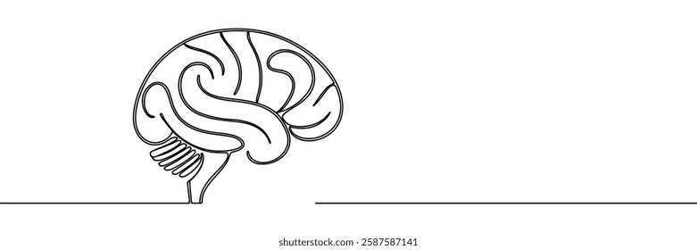 Human Brain line drawn Icon symbol vector illustration isolated on white background