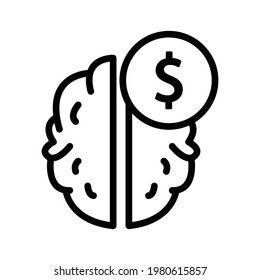Icono de línea de cerebro humano con dólar. idea de negocio. Símbolo de negocio. ilustración simple. Trazo editable. vector de plantilla de diseño