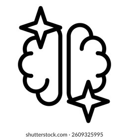 Human brain line icon, Knowledge mind concept. Vector graphics. Human organ sign on white background, style mobile or design