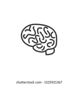 Human brain line icon. linear style sign for mobile concept and web design. Brain organ outline vector icon. Intellect symbol, logo illustration. Vector graphics