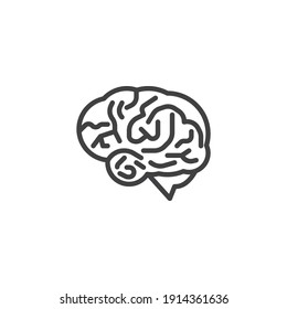 Human brain line icon. linear style sign for mobile concept and web design. Brain organ outline vector icon. Mind intelligence symbol, logo illustration. Vector graphics