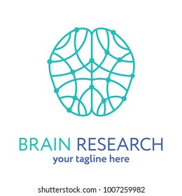 Human brain line icon and logo template. Brain research concept. Place your text