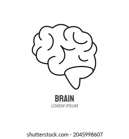 Human brain line icon. Human marrow side view outline stroke element. Psychologist counseling. Editable stroke vector illustration