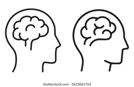 Human brain line icon on white background. Editable stroke. Vector illustration eps file.