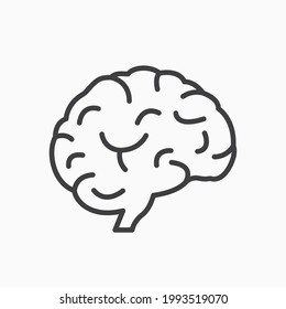 Icono de línea de cerebro humano. Símbolo de sabiduría, memoria, mente, idea creativa e inteligencia. Cerebro de estilo plano. Icono lineal de órganos internos. Trazo editable. Ilustración vectorial.