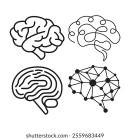 Human Brain Line Vector Illustration