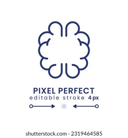 Icono de escritorio lineal del cerebro humano. Sistema nervioso. Inteligencia cognitiva. Las habilidades del pensamiento. Píxel perfecto, contorno 4px. GUI, diseño UX. Elemento de interfaz de usuario aislado para el sitio web. Trazo editable