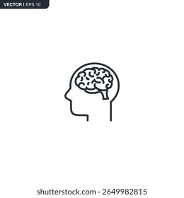 Human brain, linear style sign for mobile concept and web design. Symbol, logo illustration. Pixel perfect vector graphics