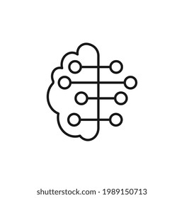 Human brain linear technology vector logo