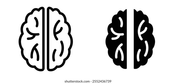 Human brain liner icon vector set.