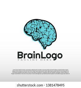 Human brain logo with art design concept -vector