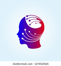 Human brain logo  with circuit  icon templates, vector logo for business corporate, elements, illustration