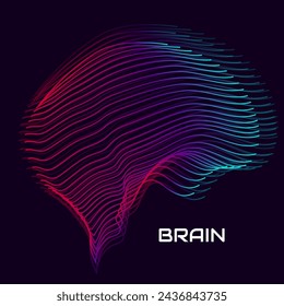 Human Brain. Logo with colorful lines on dark background