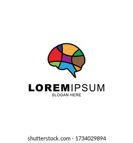 human brain Logo. Genius And Technology Smart Mind Business Concept Identity Vector Colored Symbols