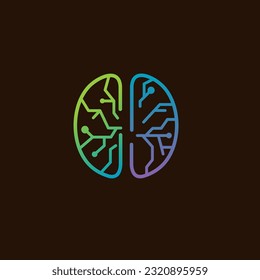 Human brain logo with gradient