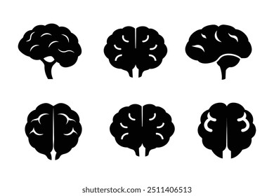 Human brain logo icon brains vector set silhouettes