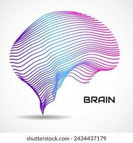 Human Brain. Logo with lines on white background