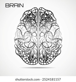Human Brain. Logo with lines on white background