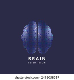 Human Brain Logo silhouette design vector template. simple icon Brain creative pixel art concept. abstract Brain Logotype icon Vector illustration. EPS 10