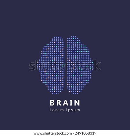 Human Brain Logo silhouette design vector template. simple icon Brain creative pixel art concept. abstract Brain Logotype icon Vector illustration. EPS 10