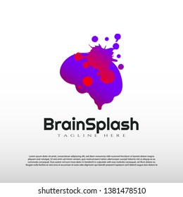 Human brain logo with splash design concept -vector