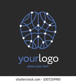 Human brain logo template. Brain research concept. Place your text