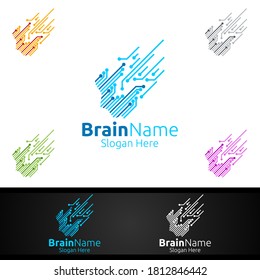 Human Brain Logo with Think Idea Concept Vector Design
