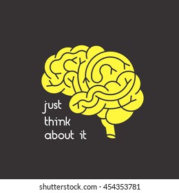 Human brain logo. Vector logo of human brain side view. Brain outline logo for medical design or education. Vector logo brain isolated on white.